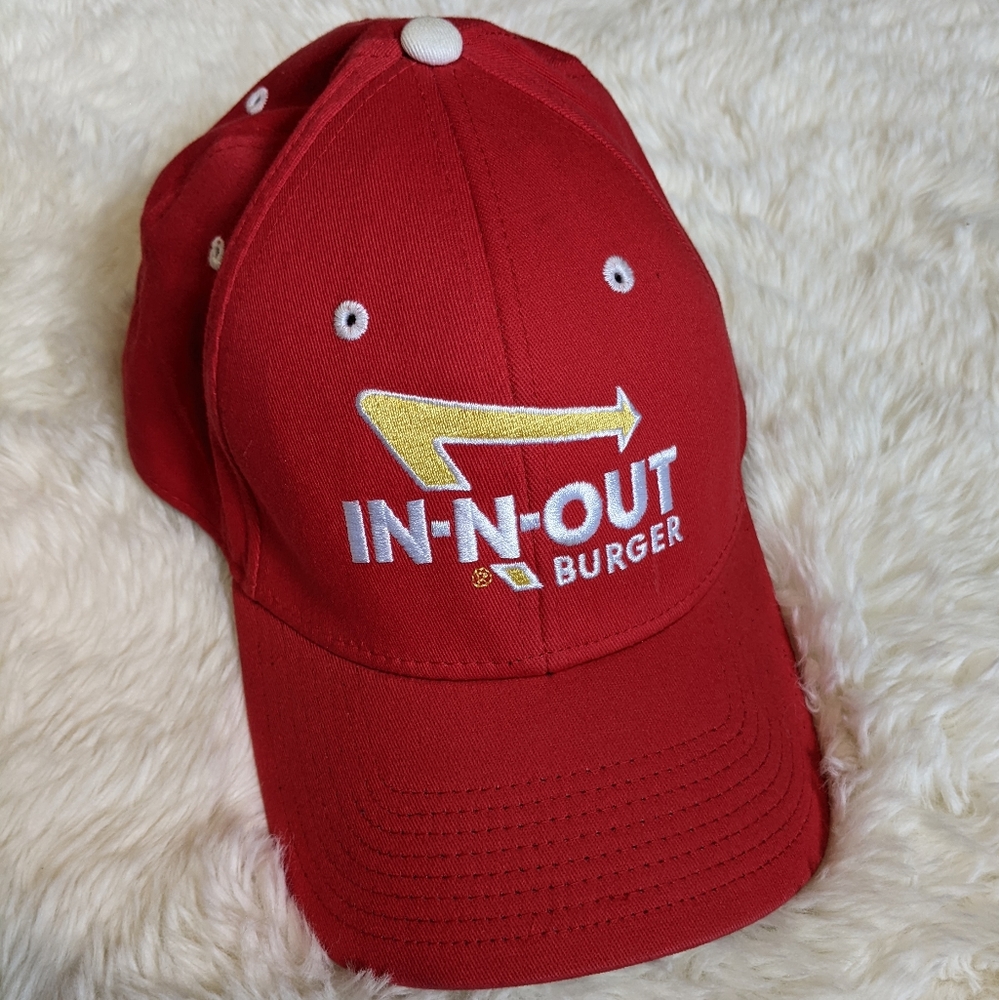 In-N-Out Burger Red Baseball cap, white yellow detail, proflex stretch L/XL